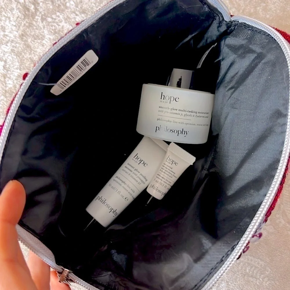 Brand New Philosophy Hope in a Jar Multi-Tasking Moisturizer, Peel, Eye Zip Bag